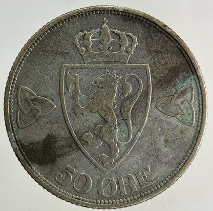 1909 Norway 50 Ore Silver Coin | Fine Collectable Grade