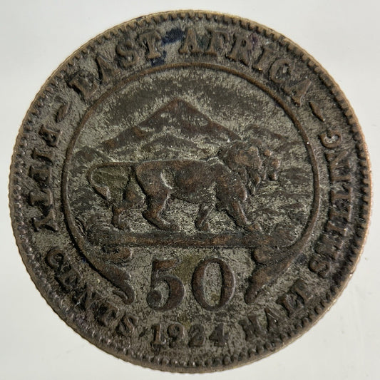 1924 East Africa 50 Cents Half Shilling Coin | Fine Collectable Grade