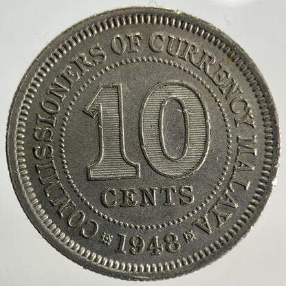 1948 Malaysia 10 Cents Coin | Fine Collectable Grade