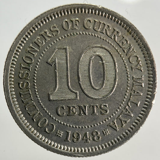1948 Malaysia 10 Cents Coin | Fine Collectable Grade