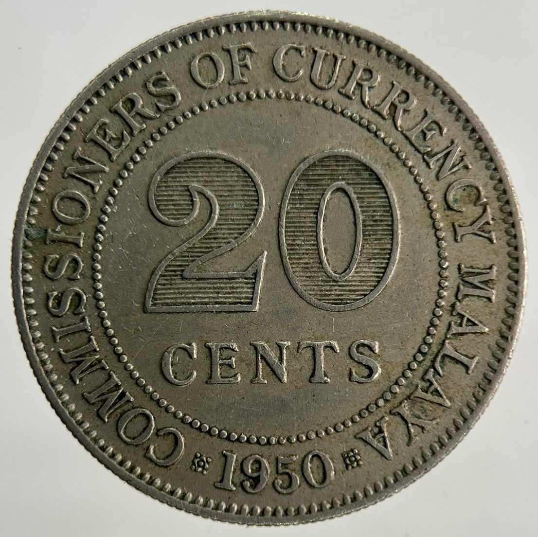 1950 Malaysia 20 Cents Coin | Fine Collectable Grade