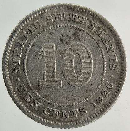 1926 Straits Settlements 10 Cents Silver Coin | Collectable Grade