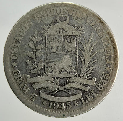 1945 Venezuela 1 Bolivar Silver Coin | Collectable Grade