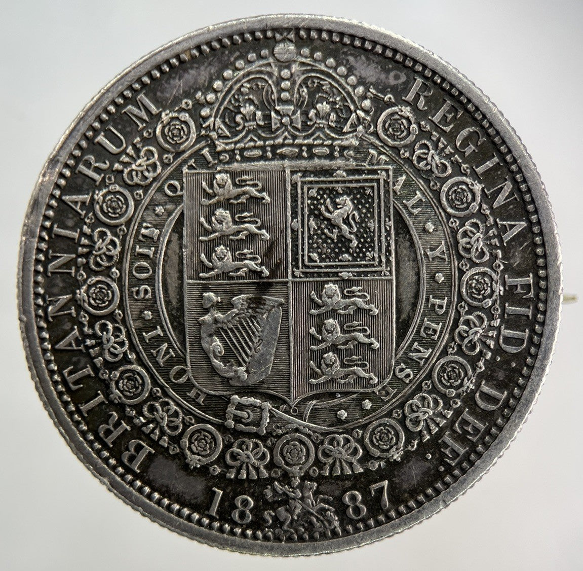 1887 Victoria Half-Crown Silver Broach Coin | Very High Grade