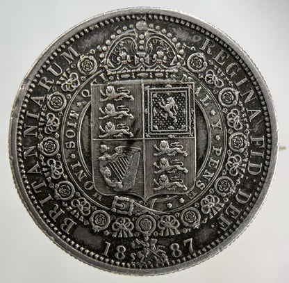 1887 Victoria Half-Crown Silver Broach Coin | Very High Grade