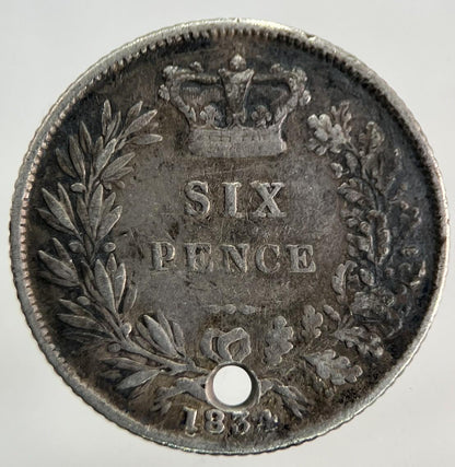 1834 William IV Sixpence Silver Coin | Fine Collectable Grade