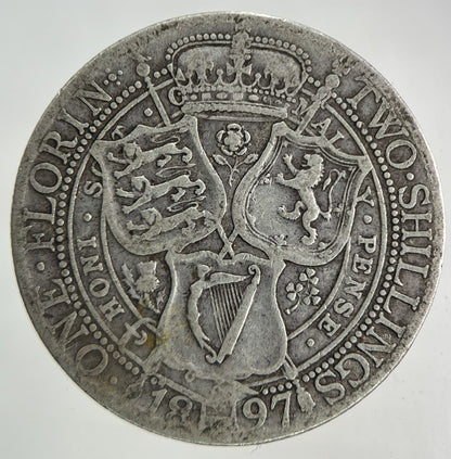 1897 Victoria Florin Silver Coin | Fine Collectable Grade