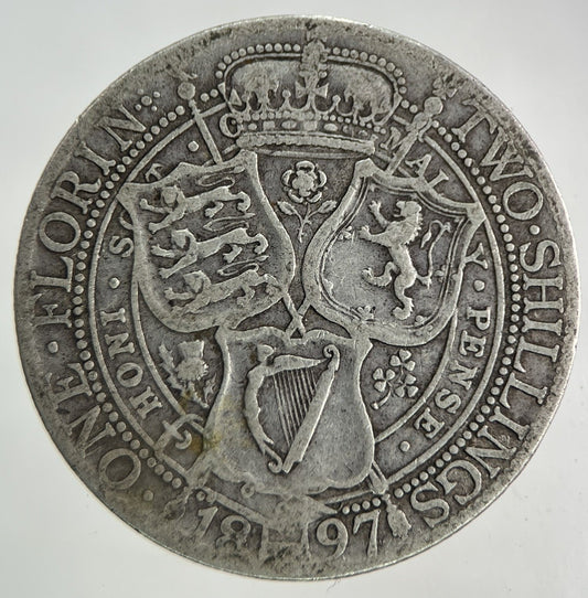 1897 Victoria Florin Silver Coin | Fine Collectable Grade