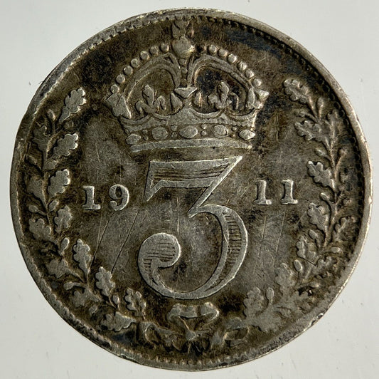 1911 George V Threepence Silver Coin | Fine Collectable Grade