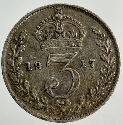 1917 George V Threepence Silver Coin | Very High Grade