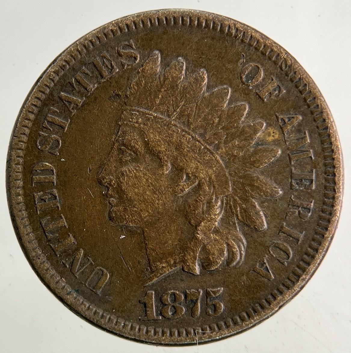 1875 US USA One Cent Coin | Fine Collectable Grade