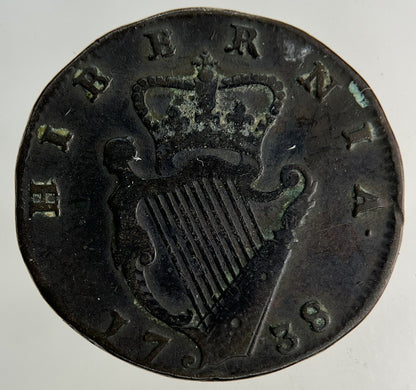 1738 Irish Farthing Coin | Fine Collectable Grade
