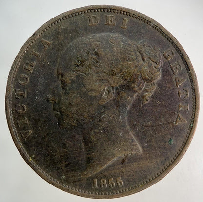1855 Victoria One Penny Coin | Fine Collectable Grade