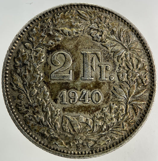 1940 Switzerland Swiss 2 Francs Silver Coin | Very High Grade