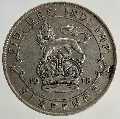 1918 George V Sixpence Silver Coin | Very High Grade