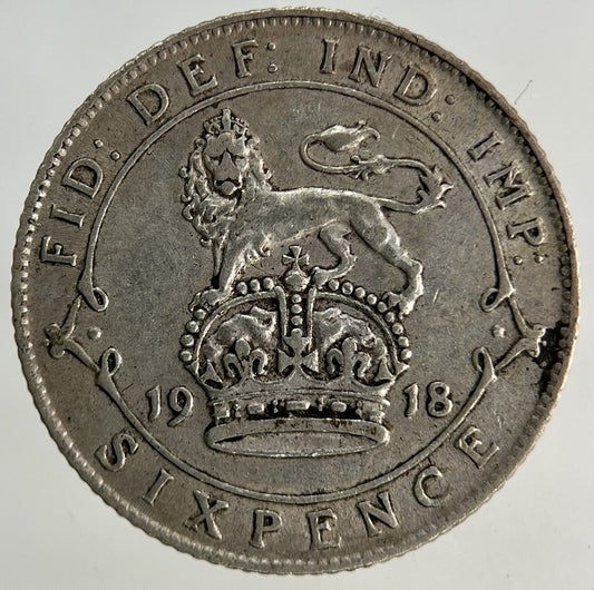 1918 George V Sixpence Silver Coin | Very High Grade