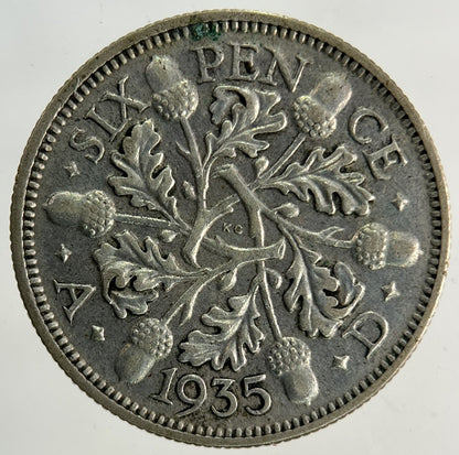 1935 George V Sixpence Silver Coin | Very High Grade