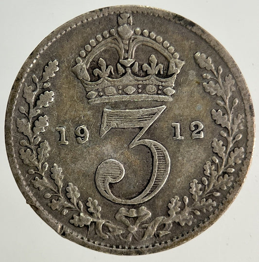 1912 George V Threepence Silver Coin | Fine Collectable Grade