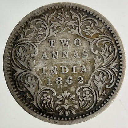 1862 India Two Annas Silver Coin | Fine Collectable Grade