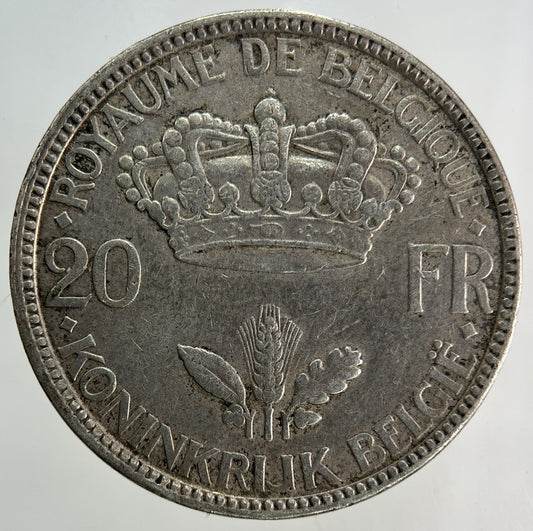 1935 Belgium 20 Francs Silver Coin | Very High Grade