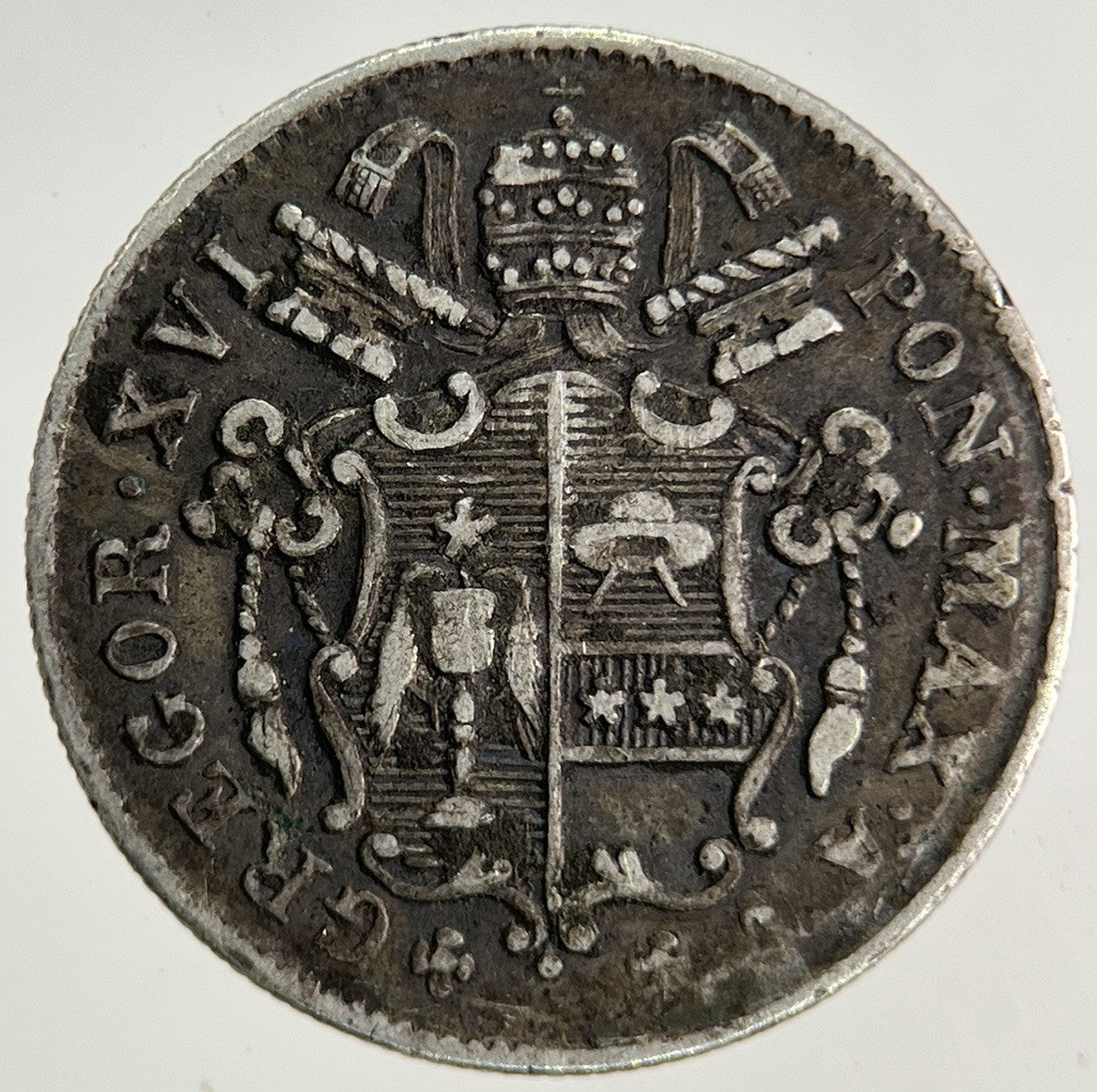 1835 Italy Papal States 5 Baiocchi Silver Coin | Very High Grade