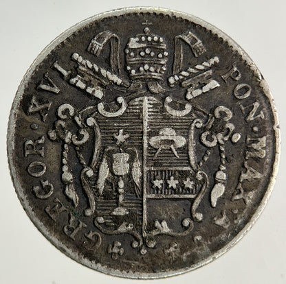 1835 Italy Papal States 5 Baiocchi Silver Coin | Very High Grade