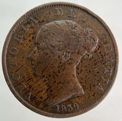 1839 Isle Of Man Half-Penny Coin | Very High Grade