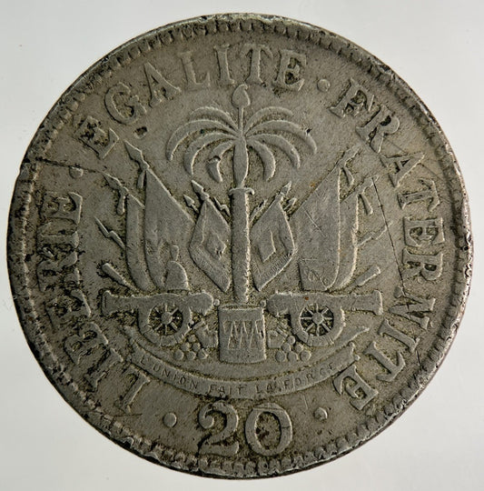 1907 Haiti 20 Centimes Coin | Fine Collectable Grade