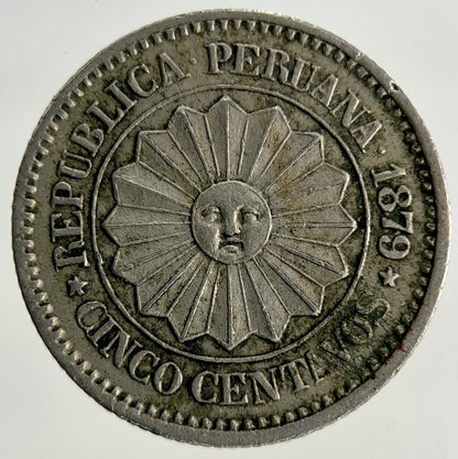 1879 Peru 5 Centavos Coin | Fine Collectable Grade