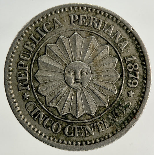 1879 Peru 5 Centavos Coin | Fine Collectable Grade