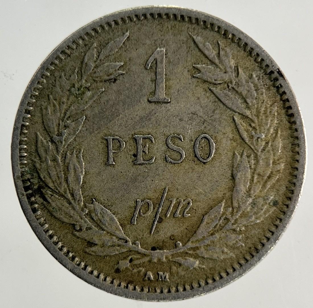 1907 Colombia 1 Peso Coin | Fine Collectable Grade