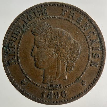 1890 France 5 Centimes Coin | Fine Collectable Grade