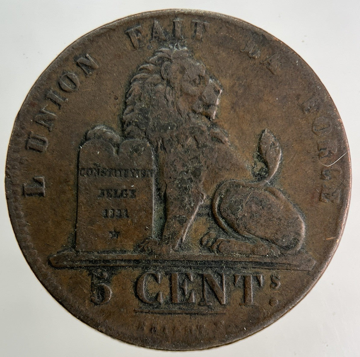 1837 Belgium 5 Centimes Coin | Fine Collectable Grade