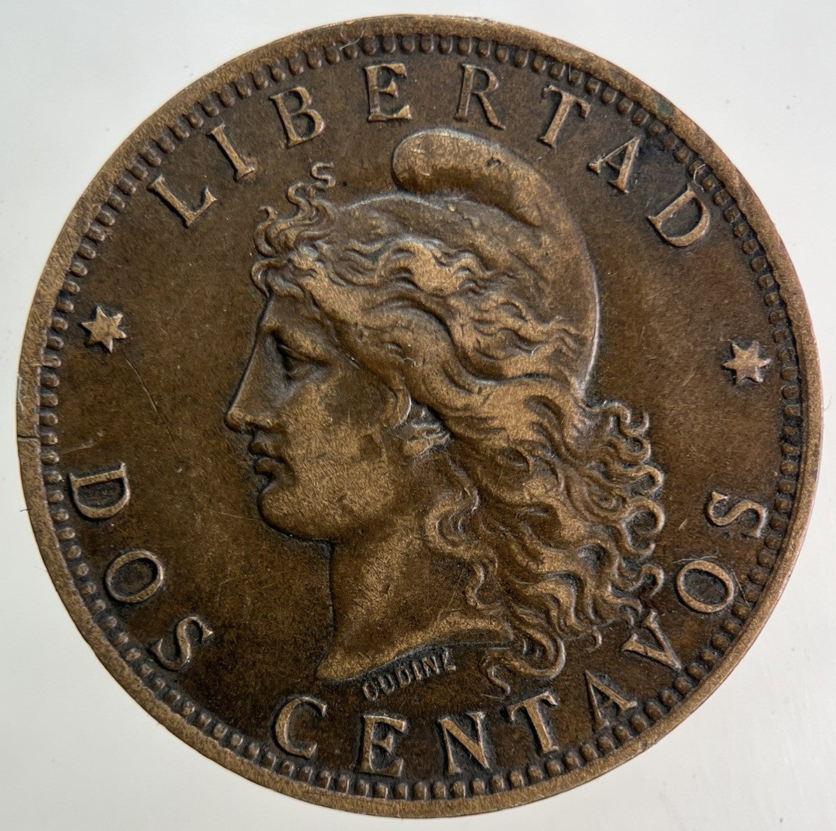 1891 Argentina 2 Dos Centavos Coin | Fine Collectable Grade