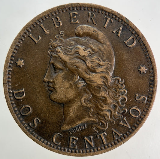 1891 Argentina 2 Dos Centavos Coin | Fine Collectable Grade