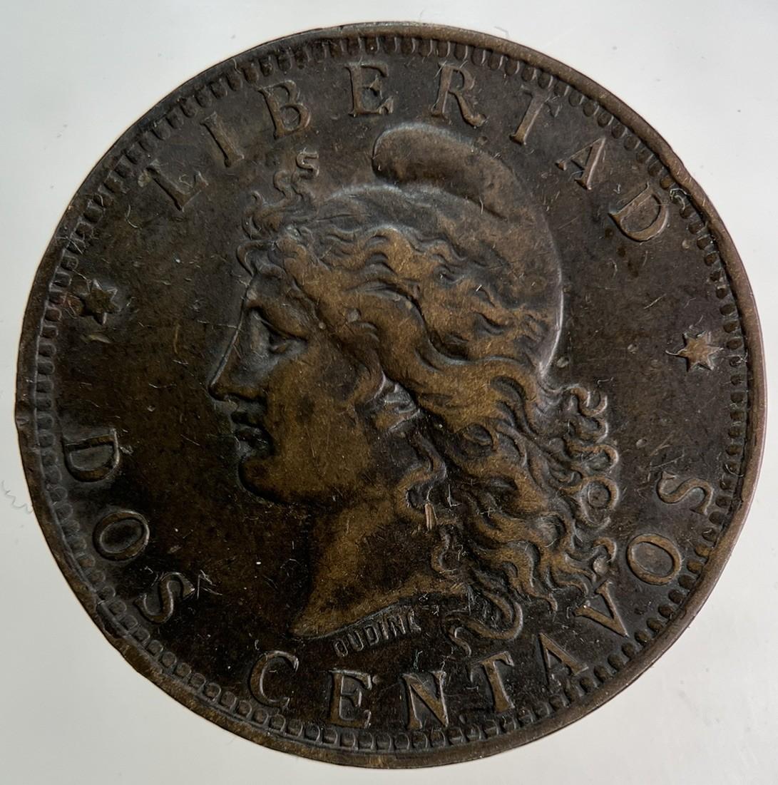 1889 Argentina 2 Dos Centavos Coin | Fine Collectable Grade