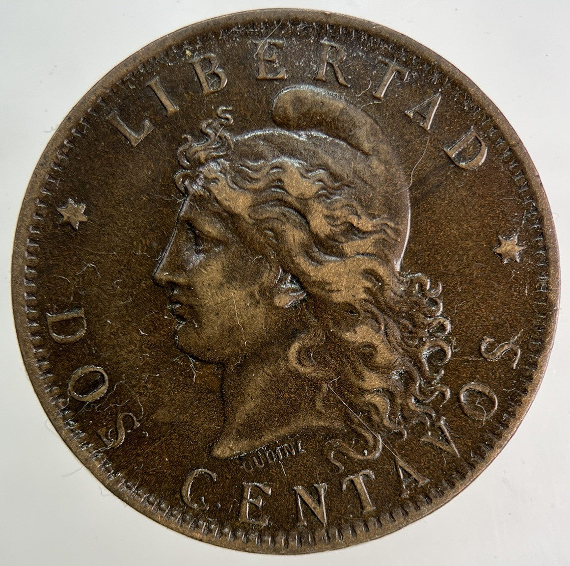 1891 Argentina 2 Dos Centavos Coin | Fine Collectable Grade