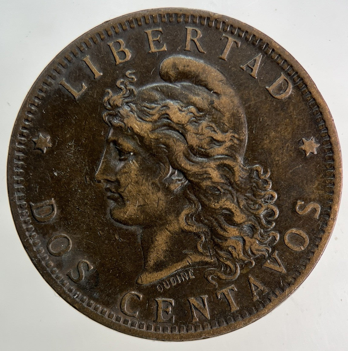 1888 Argentina 2 Dos Centavos Coin | Fine Collectable Grade