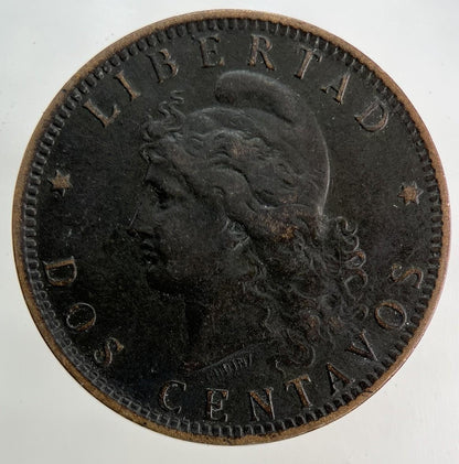 1893 Argentina 2 Dos Centavos Coin | Fine Collectable Grade
