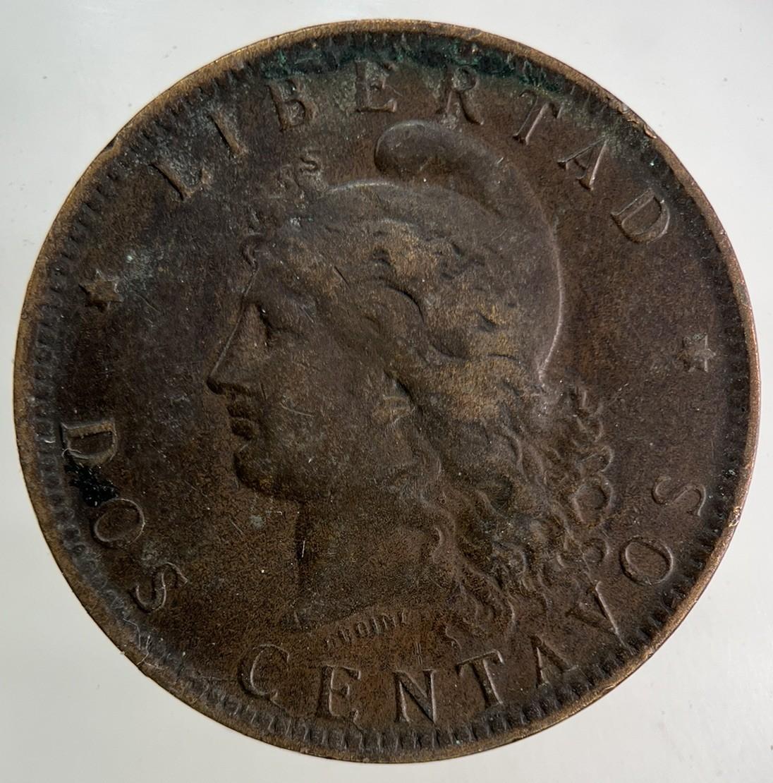 1891 Argentina 2 Dos Centavos Coin | Fine Collectable Grade