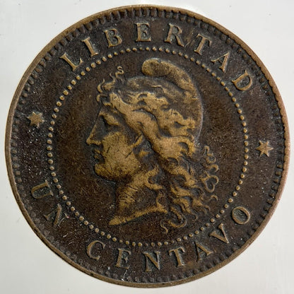 1890 Argentina 1 Un Centavo Coin | Fine Collectable Grade
