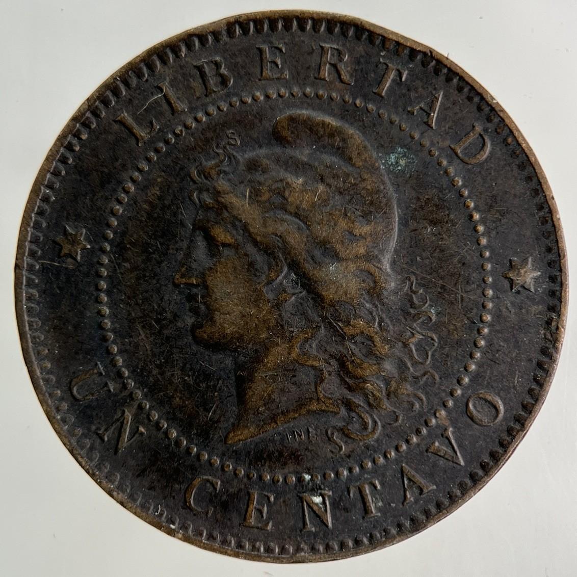 1888 Argentina 1 Un Centavo Coin | Fine Collectable Grade