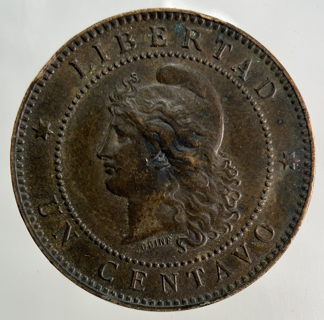 1890 Argentina 1 Un Centavo Coin | Very High Grade