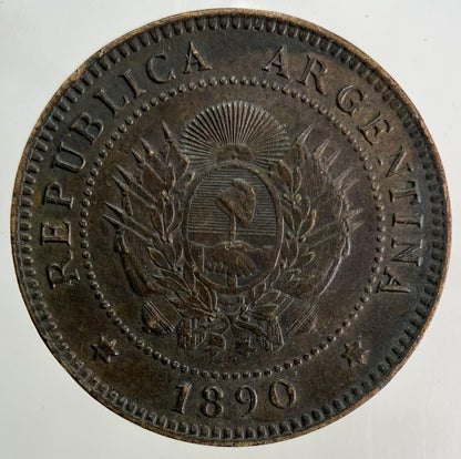 1890 Argentina 1 Un Centavo Coin | Very High Grade