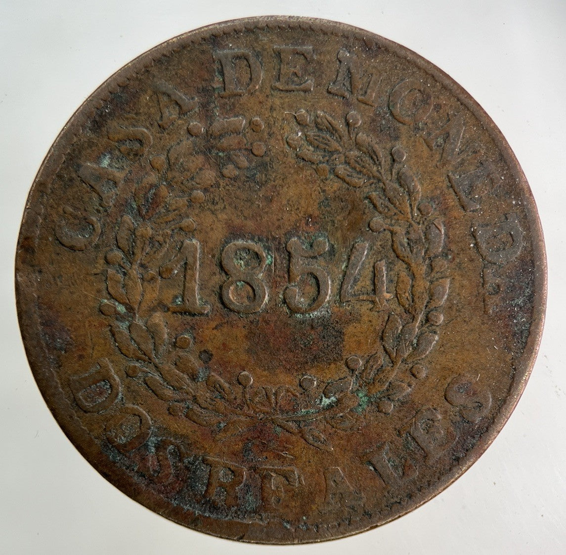 1854 Argentina 2 Dos Reales Coin | Fine Collectable Grade