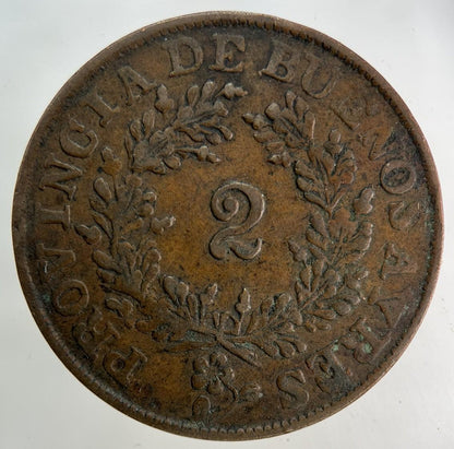 1854 Argentina 2 Dos Reales Coin | Fine Collectable Grade