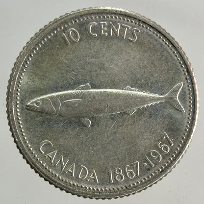 1967 Canada 10 Cents Silver Coin | Fine Collectable Grade