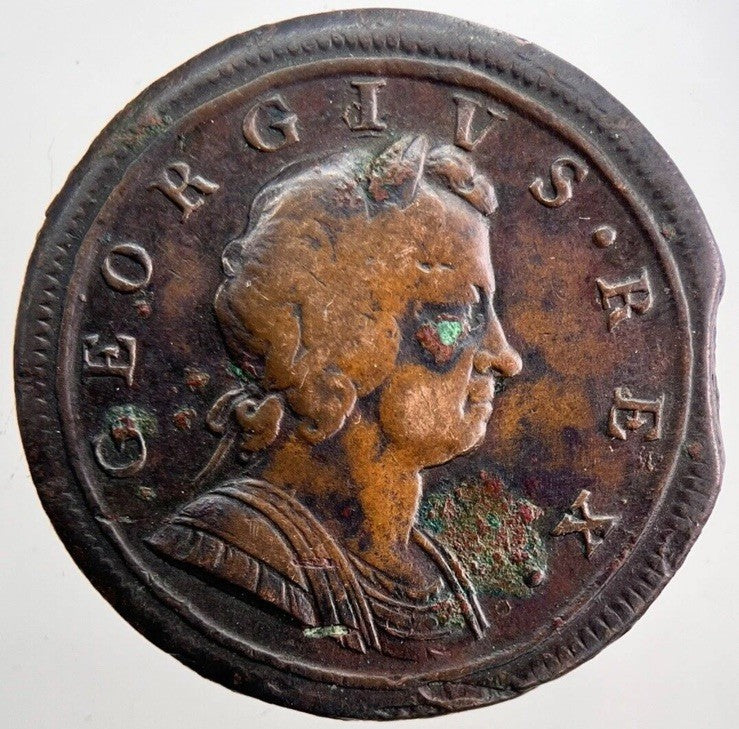 1727 George I 1st Half-Penny Coin | Fine Collectable Grade | a6038