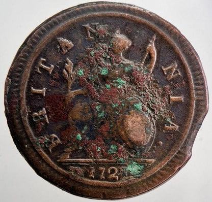 1727 George I 1st Half-Penny Coin | Fine Collectable Grade | a6038