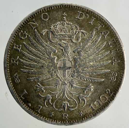 1902 Italy 1 Lira Silver Coin | Very High Grade